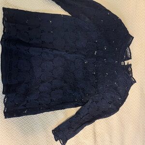 J crew collection Navy Lace Blouse